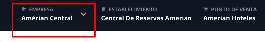 Barra superior del sistema mostrando la Central de Reservas