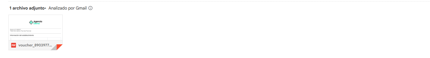 Vista del correo con voucher adjunto