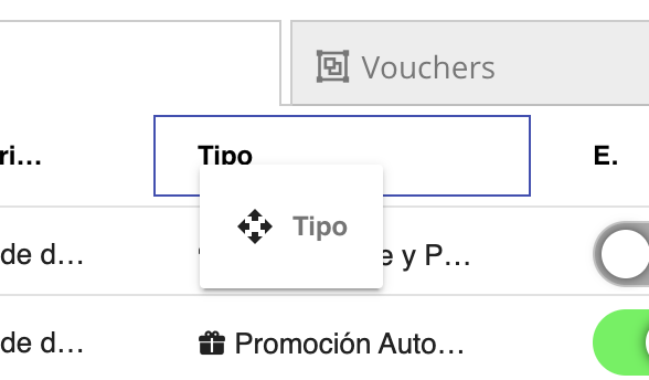 Ordenación de columnas y filas