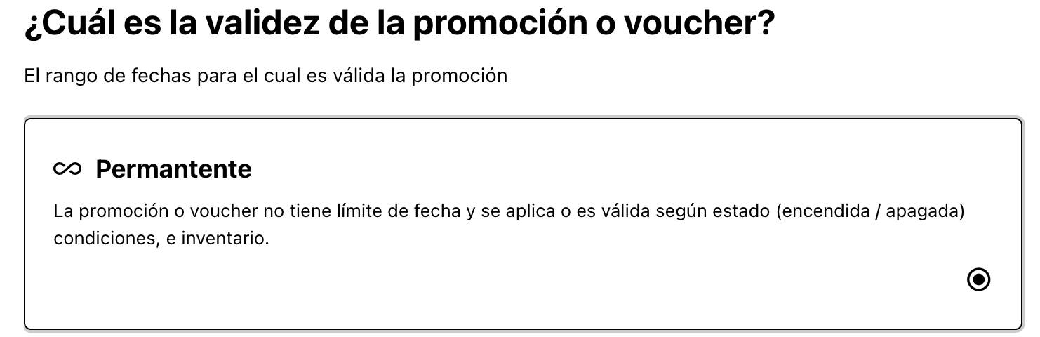 Configuración de vigencia permanente