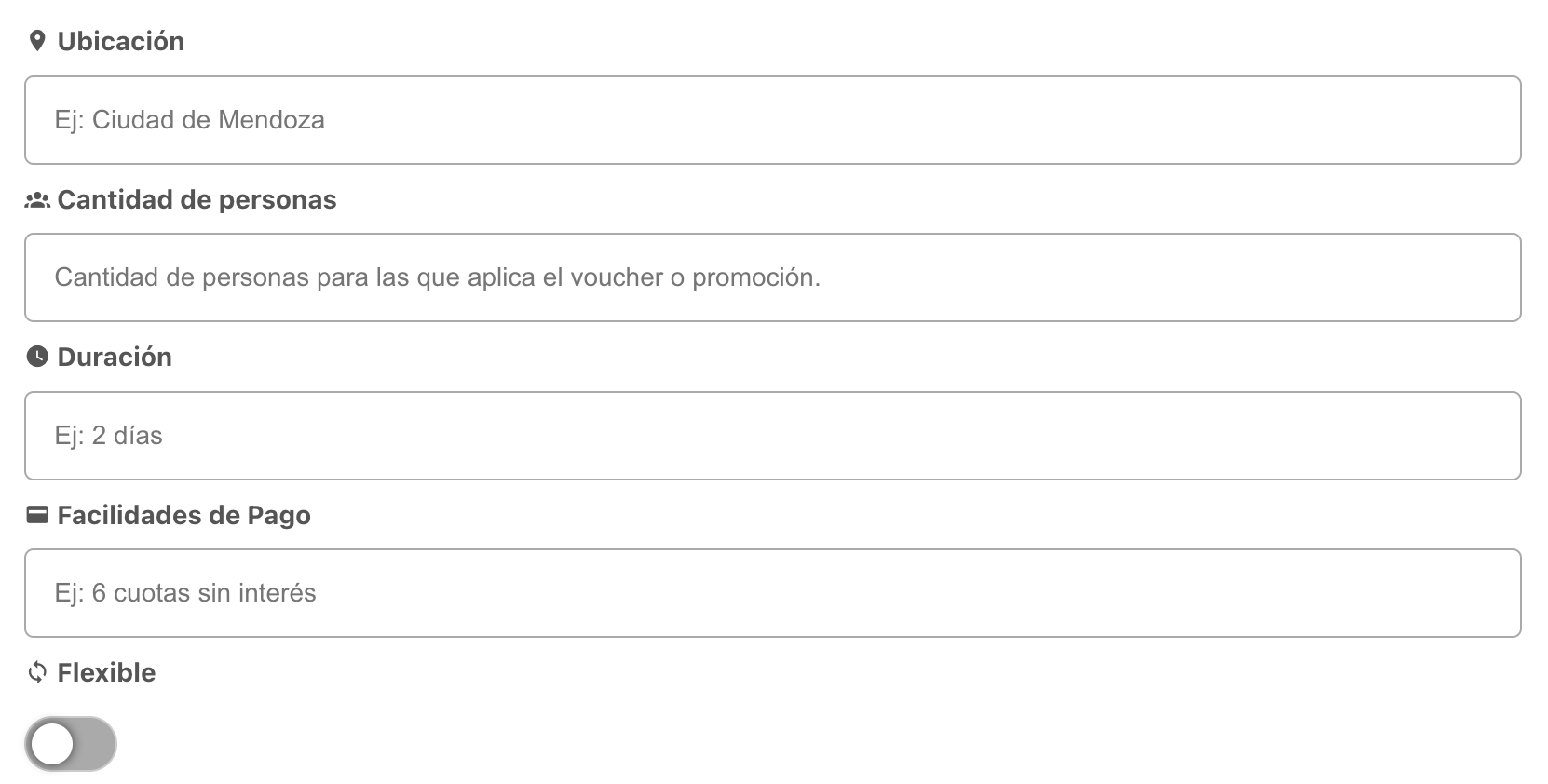 Campo para información extra