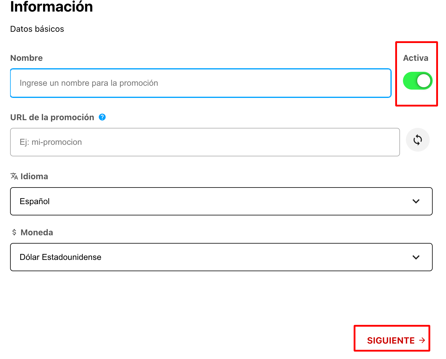 Paso 1: Configuración general del anuncio