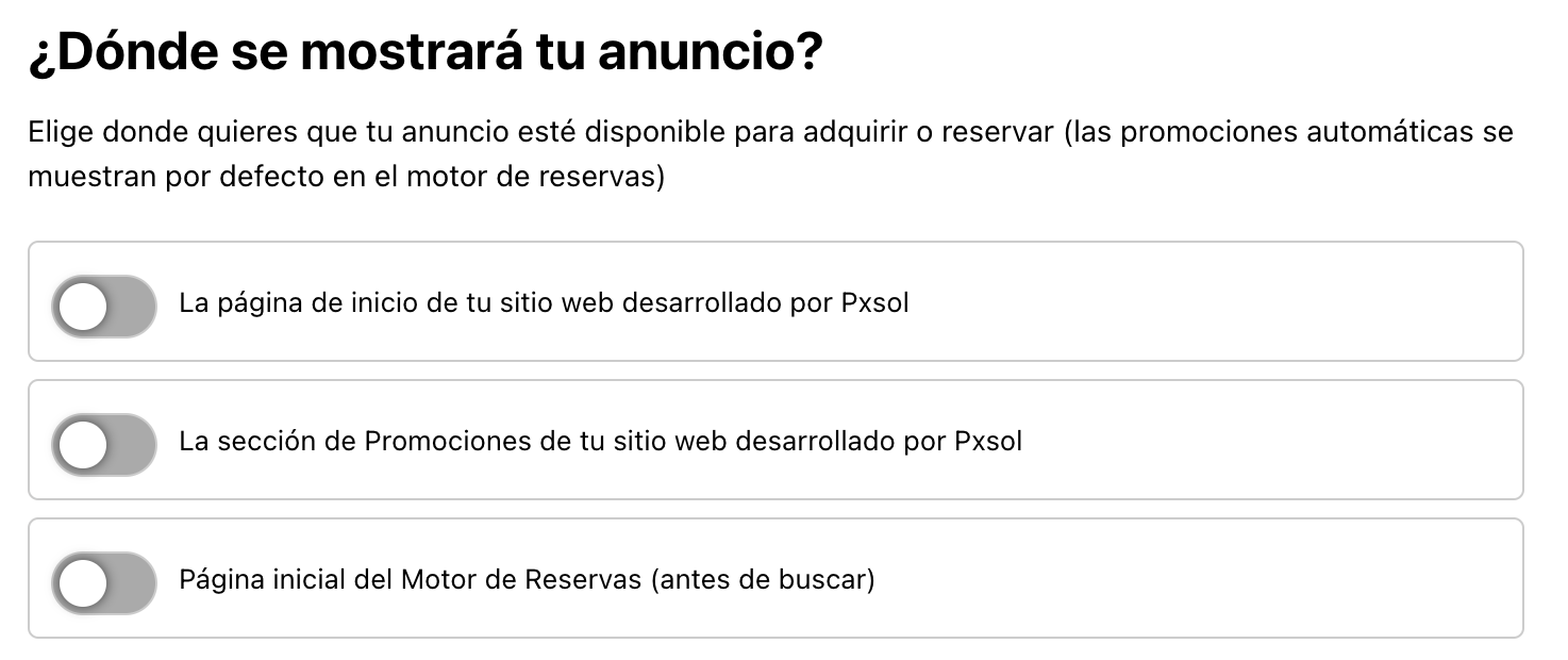 Selección de visibilidad del anuncio