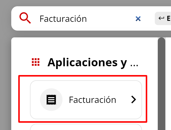 Búsqueda de Facturación en el omnibox
