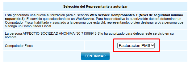 Seleccionar Facturación PMS