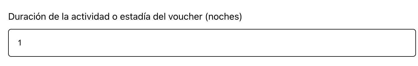 Detalle de configuración de noches para estancia