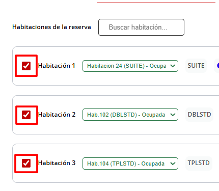 Selección de habitaciones individuales