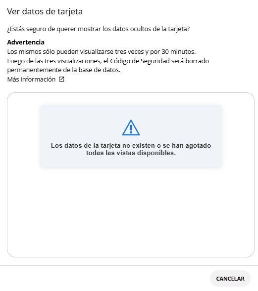 Mensaje de error por intentos de visualización excedidos