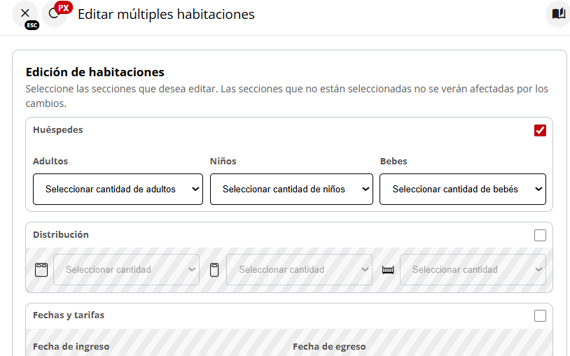Ejemplos de campos habilitados para edición