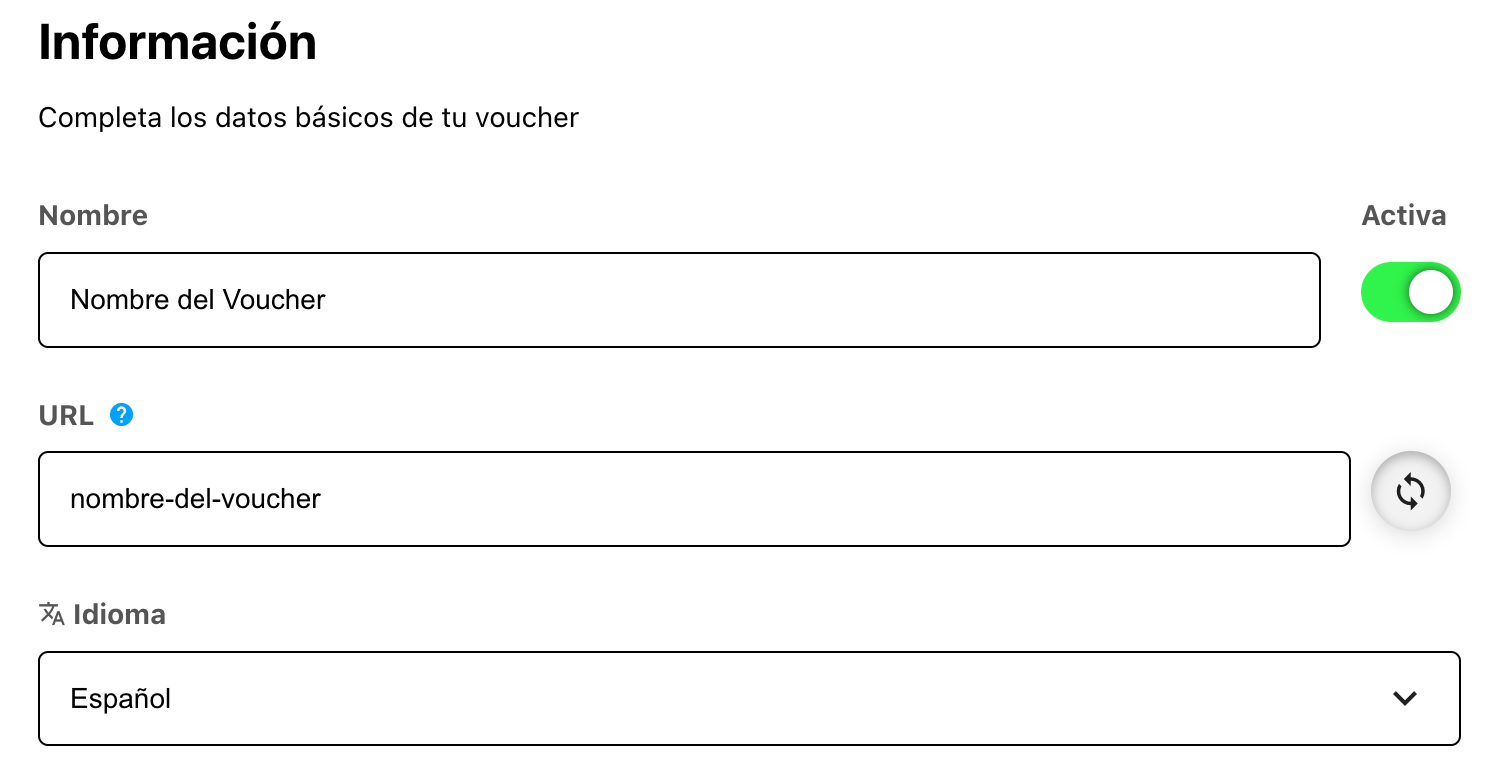 Configuración de Nombre, URL e Idioma