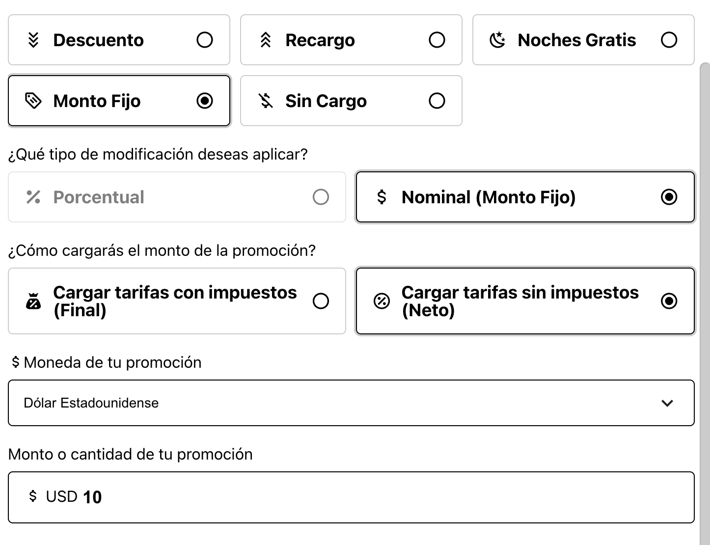 Paso 5 del asistente - Monto Fijo con Impuestos