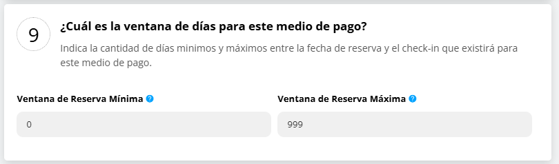 Configuración de la ventana de reserva