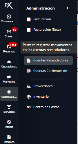 Acceso a Cuentas Recaudadoras desde Administración