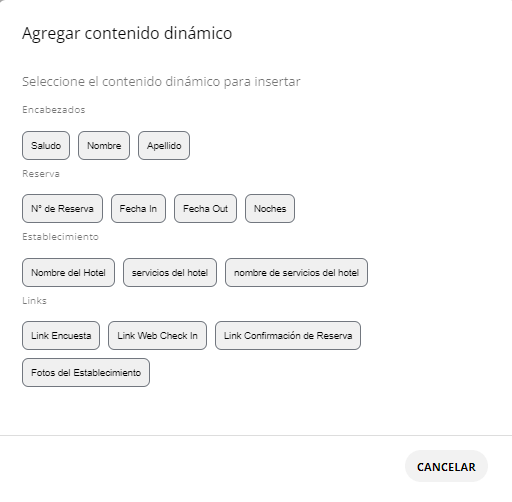 Menú de selección de contenido dinámico