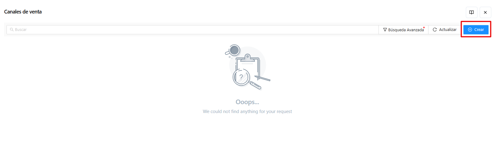 Ventana emergente para crear conexión