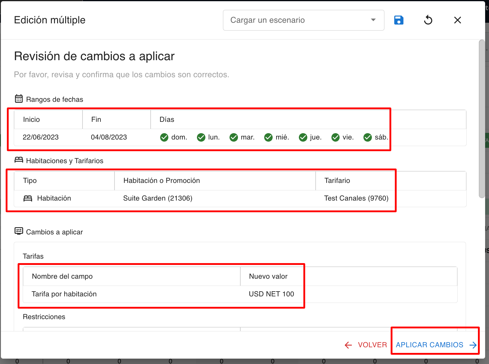 Aplicar cambios confirmados