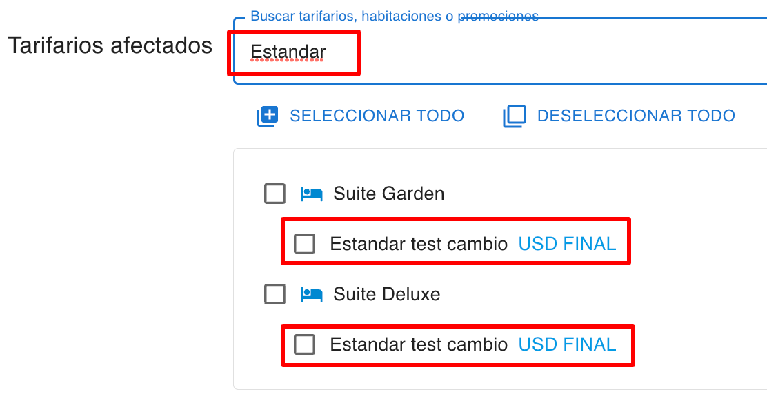 Buscador de habitaciones y tarifarios