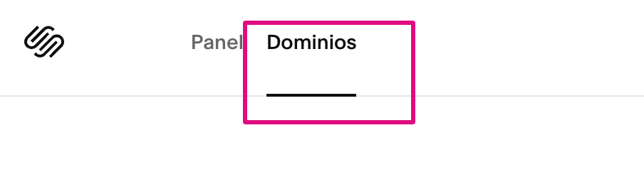 Menú de Dominios en Squarespace