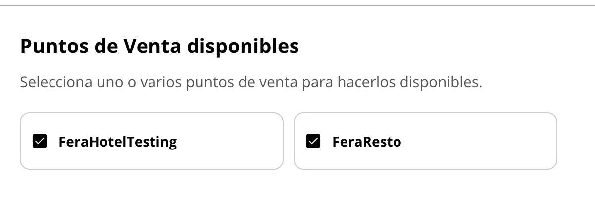 Captura de pantalla de la selección de puntos de venta