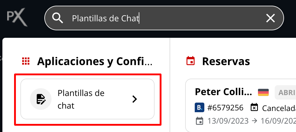 Buscador de aplicaciones mostrando Plantillas de Chat