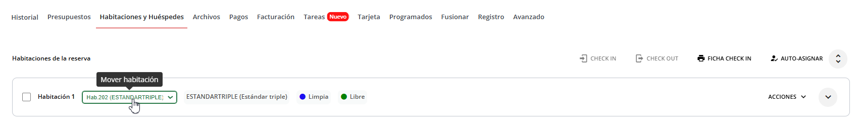 Campo de habitación física asignada