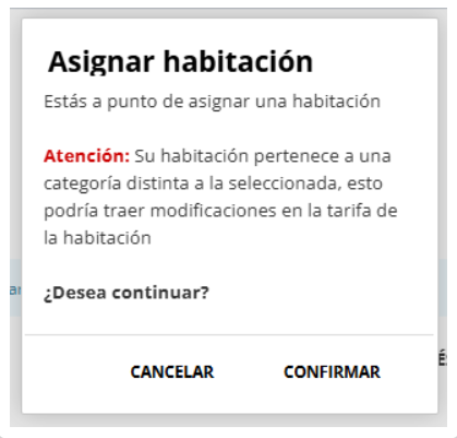 Notificación de discrepancia de categoría de habitación