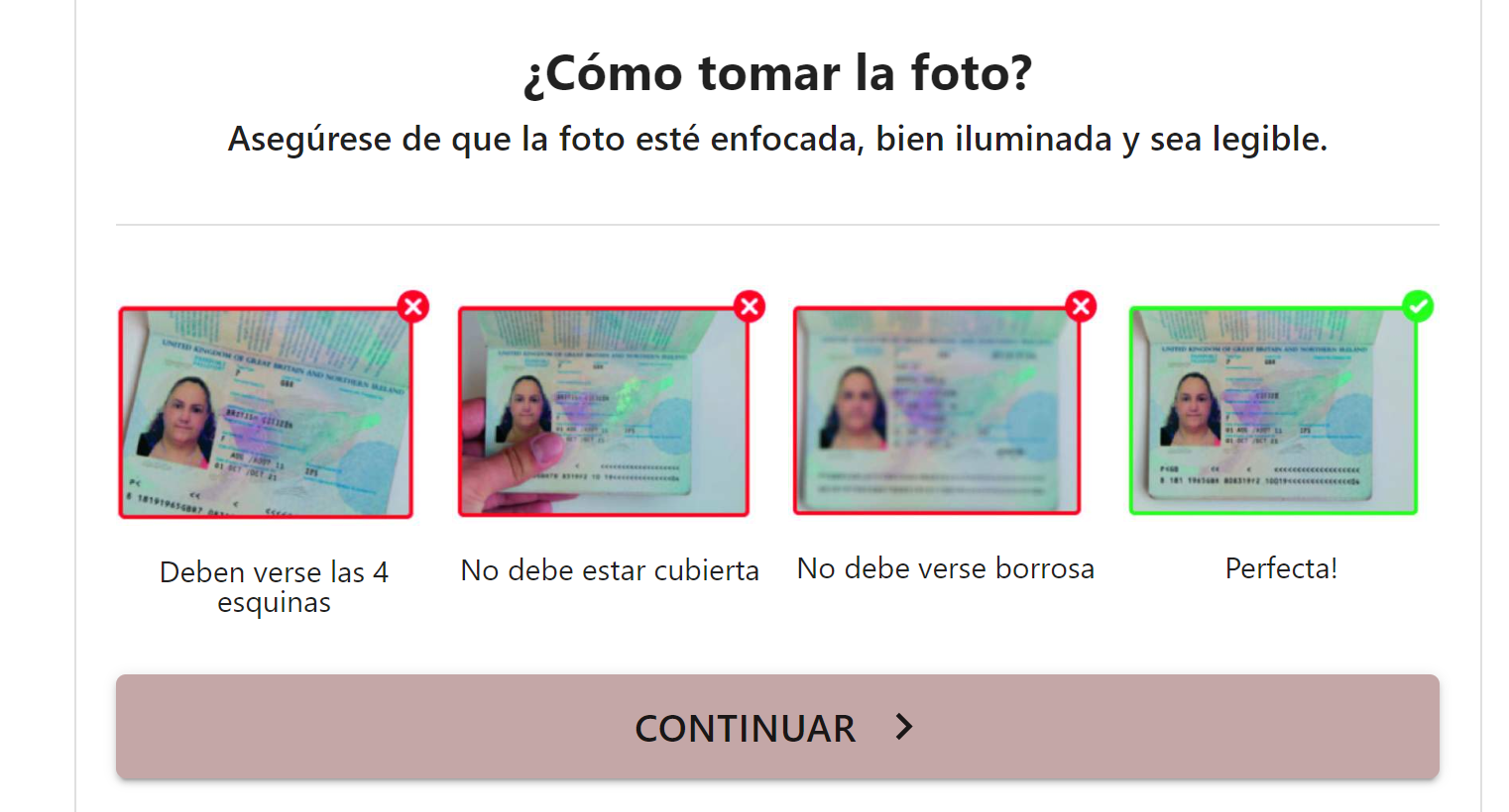 Consejos para la carga de foto del documento