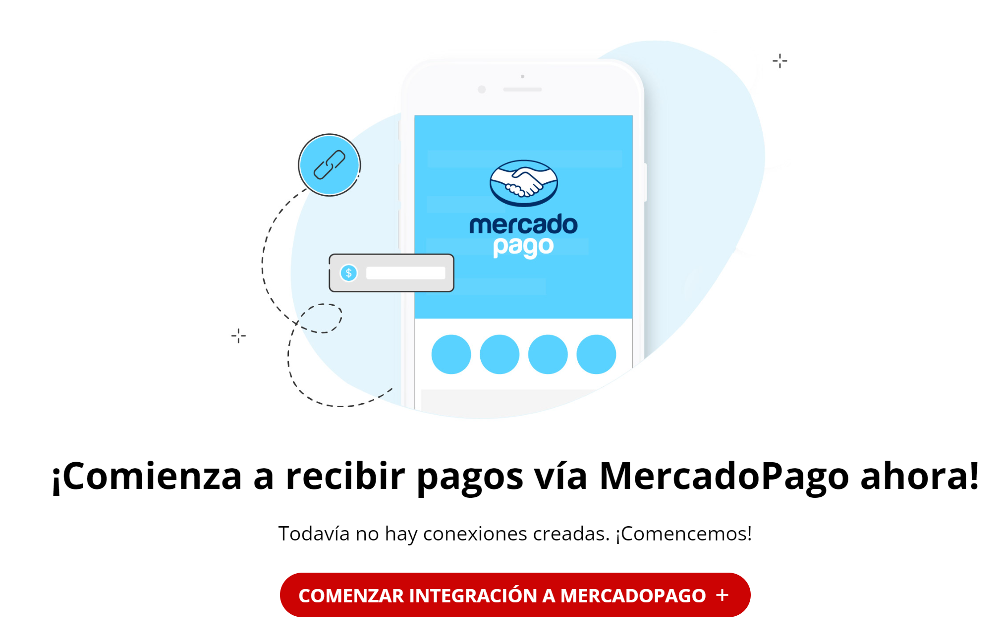 Botón para comenzar la integración con Mercado Pago