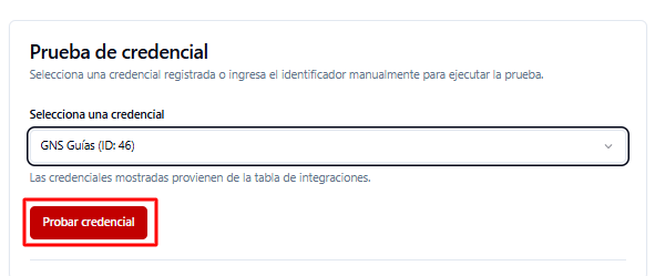 Probar credencial GNS
