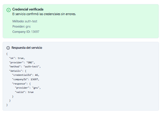 Aviso de credenciales correctas