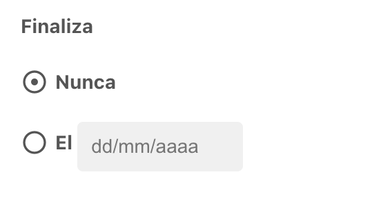 Selección de fecha de finalización