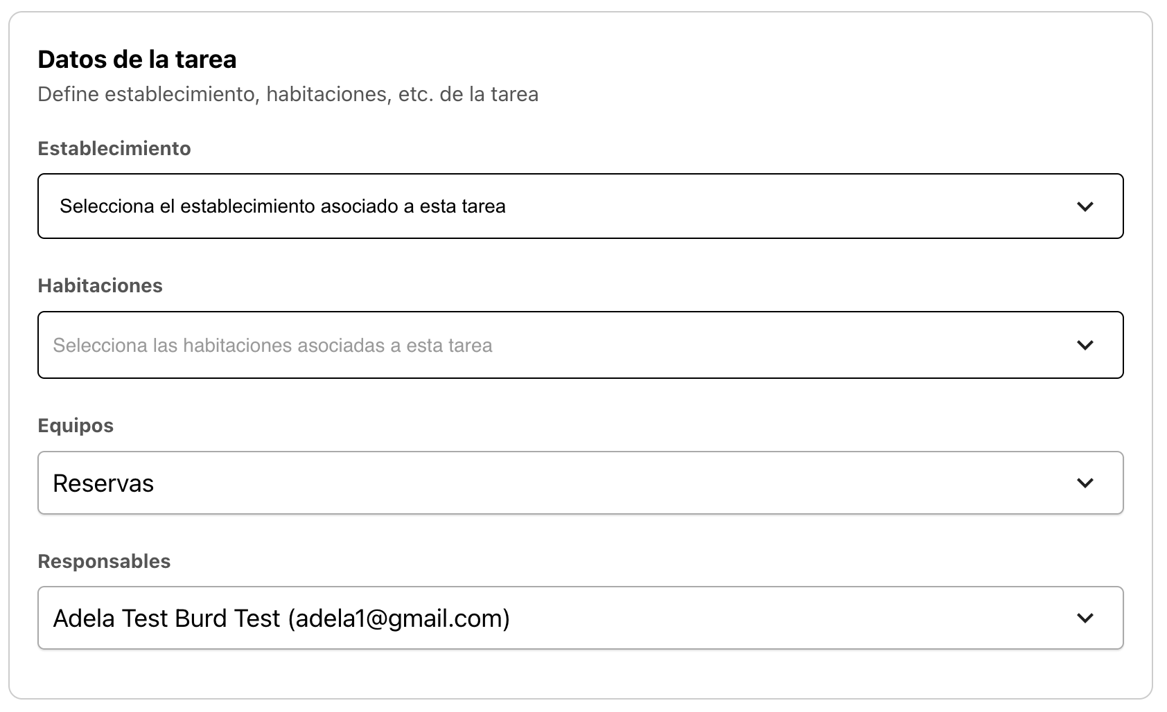 Asignación de responsables y equipos