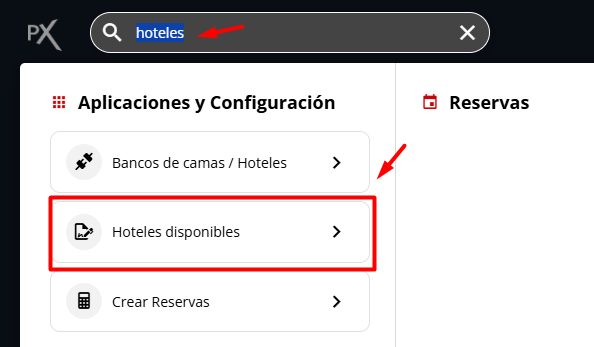 Acceso a Hoteles Disponibles desde el Omnibox