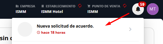 Notificación interna de solicitud de acuerdo
