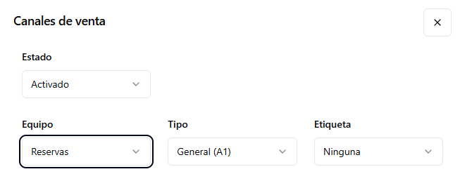 Selección de etiqueta en la configuración de solicitud