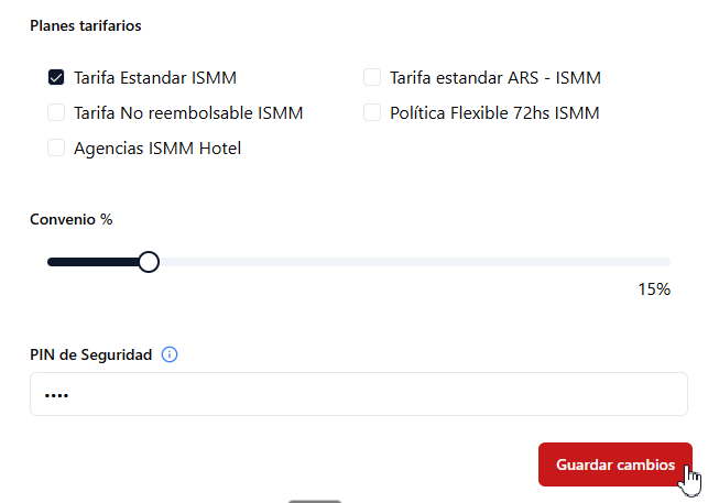 Configuración completa de la solicitud de acuerdo