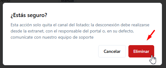 Confirmación de eliminación de solicitud