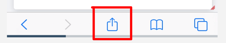 Barra inferior del navegador Safari con icono de compartir
