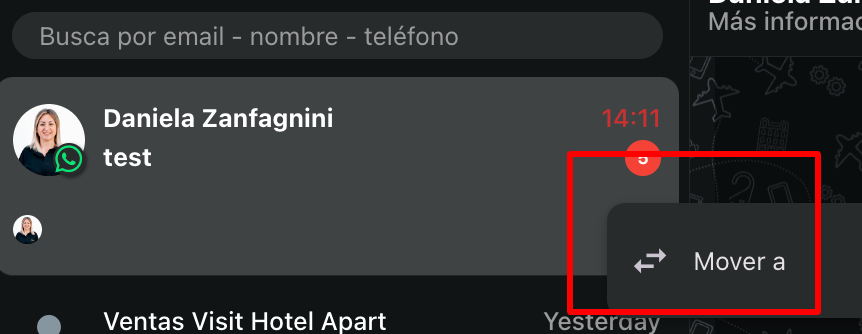 Captura de pantalla del menú contextual con la opción Mover a