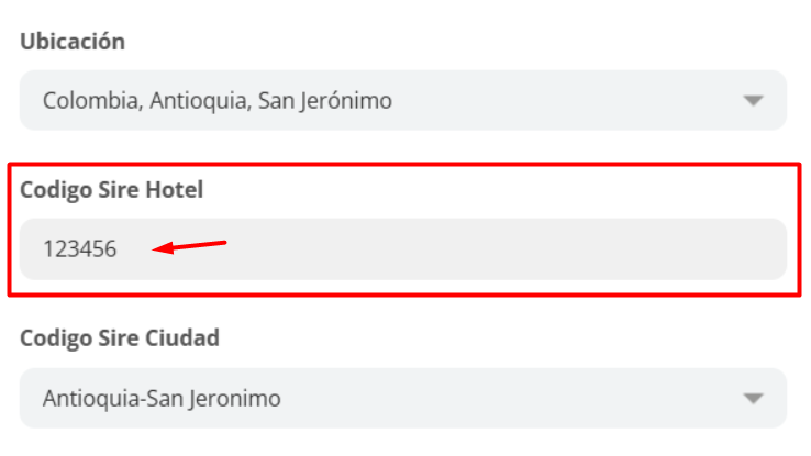 Pantalla de configuración del código de empresa en la aplicación 'Establecimiento'