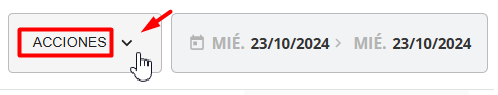 Botón 'ACCIONES' en la interfaz del informe