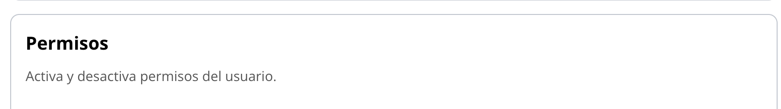 Sección Permisos
