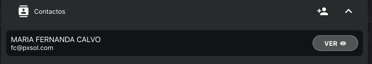 Contacto asociado mostrado en la sección Contactos.