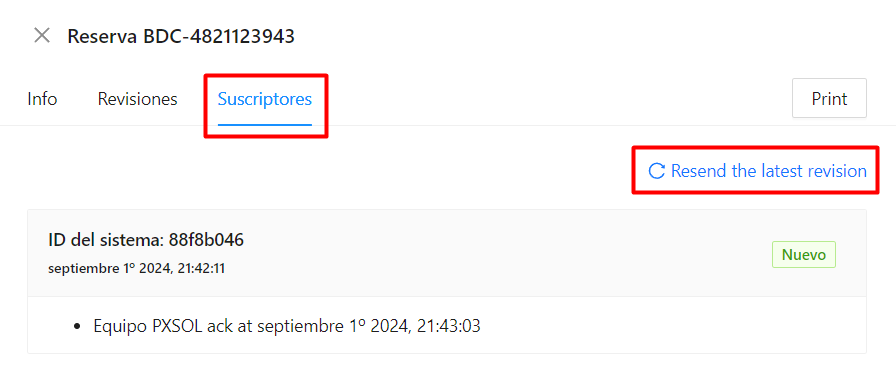 Captura de pantalla para reenviar reserva en Channex