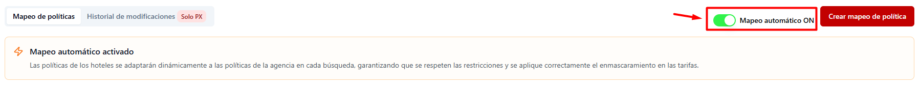 Mapeo automático activado