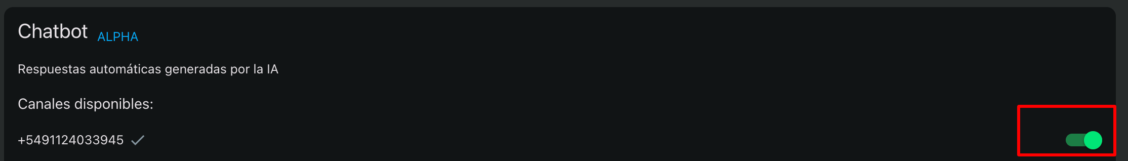 Interruptor para activar/desactivar respuestas automáticas de IA