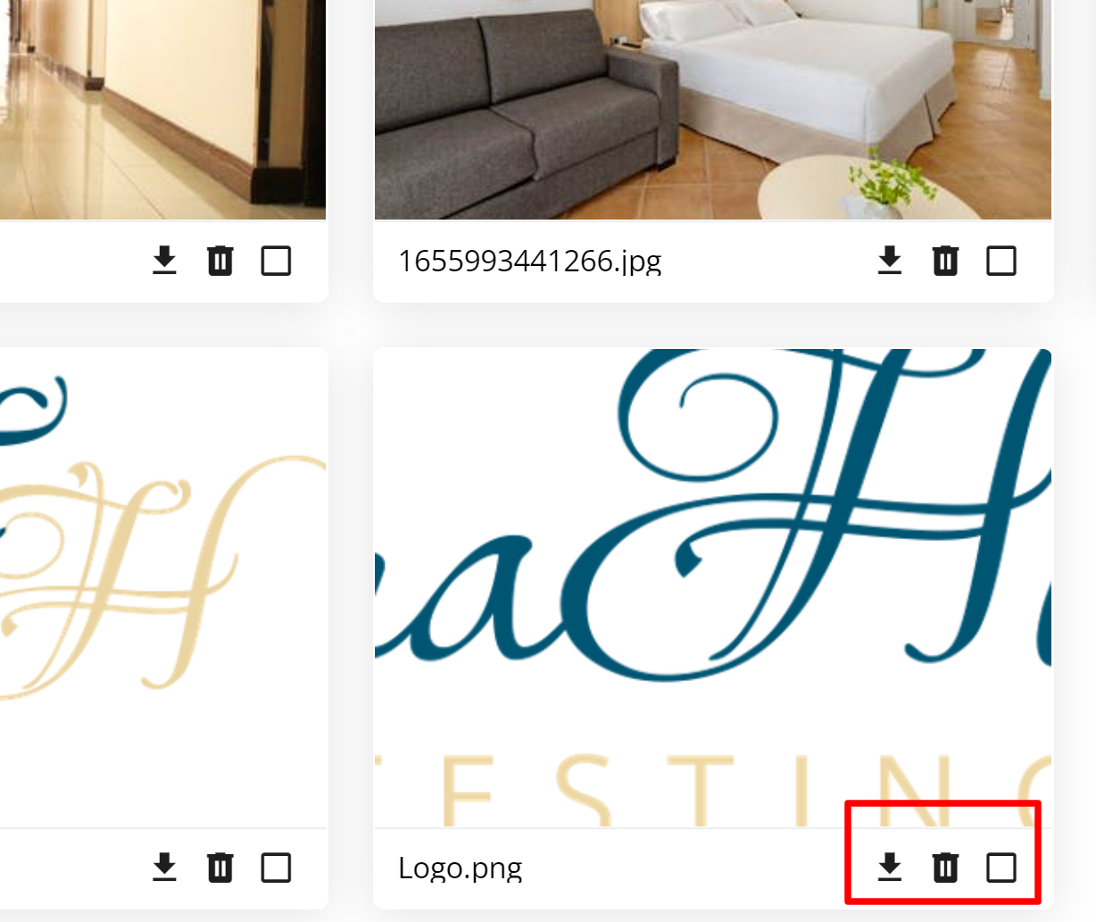 Opciones para descargar, borrar o usar archivos