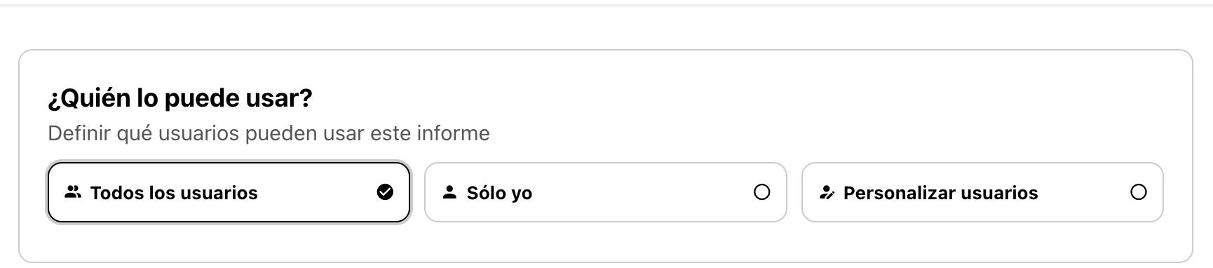 Configuración de permisos de usuario para informe