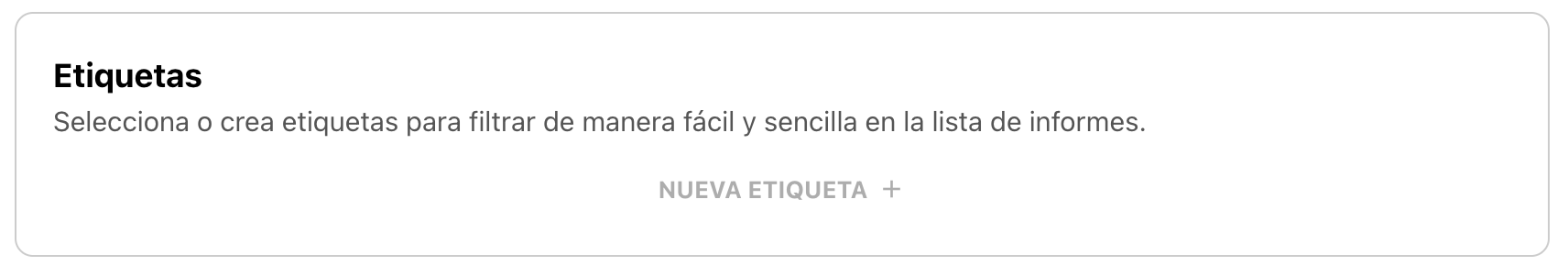 Campo para agregar etiqueta al informe