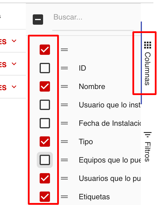 Seleccionar columnas en la lista de informes
